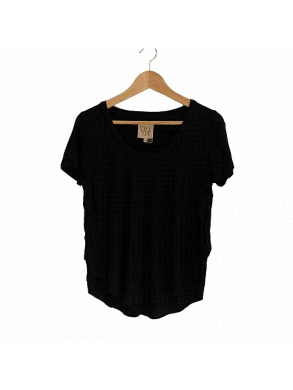 CHASER black flowy lightweight t-shirt with side slits - size s